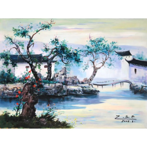 Water Village Scenery Painting