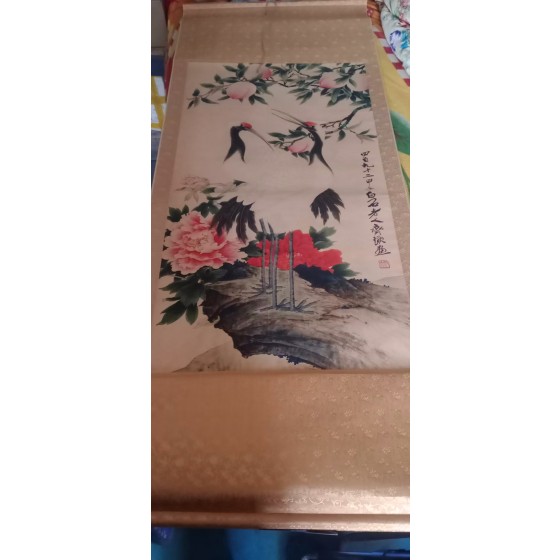 Qi Baishi "Crane Longevity & Prosperity" Painting