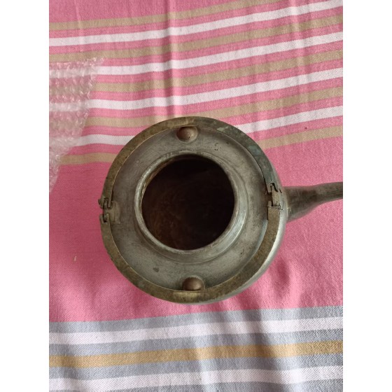 Late Qing & Republic Period Three-legged Tin Teapot with Inlaid Copper Coins