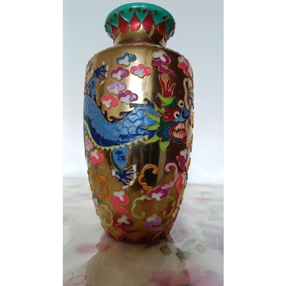 Golden Glaze Enamel Dragon Pattern Porcelain Vase