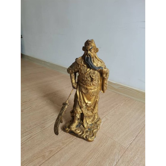 Ancestral Gilt Bronze Guan Gong Statue
