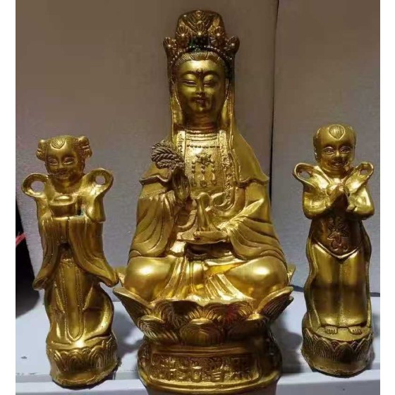 Brass Guanyin Bodhisattva Statue