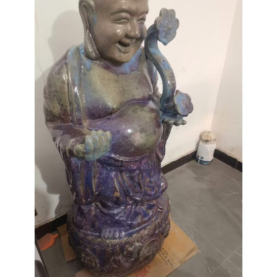 Kiln‑changed Glaze Standing Maitreya Buddha Holding Ruyi