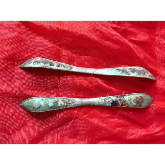 Enameled Silver Hairpin (Silver Double-pointed Hairpin) from the Late Qing Dynasty to the Republic of China