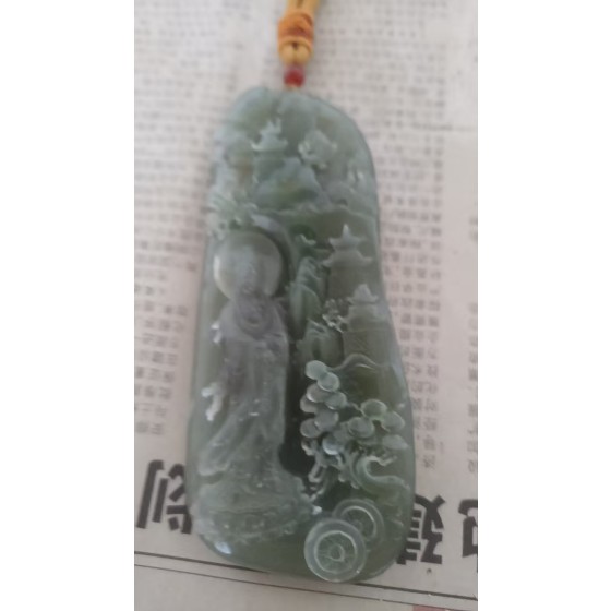 Jadeite Landscape Guanyin Pendant
