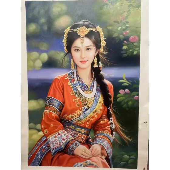 Oil Painting of Ethnic Maiden Theme