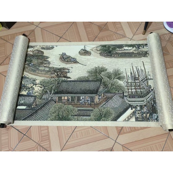Cross-stitch of Riverside Scene at Qingming Festival
