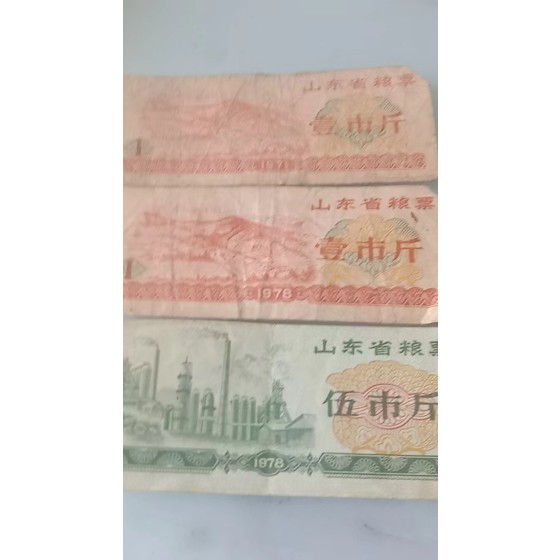 Shandong Provincial Grain Coupons 1 & 5 Shi Jin