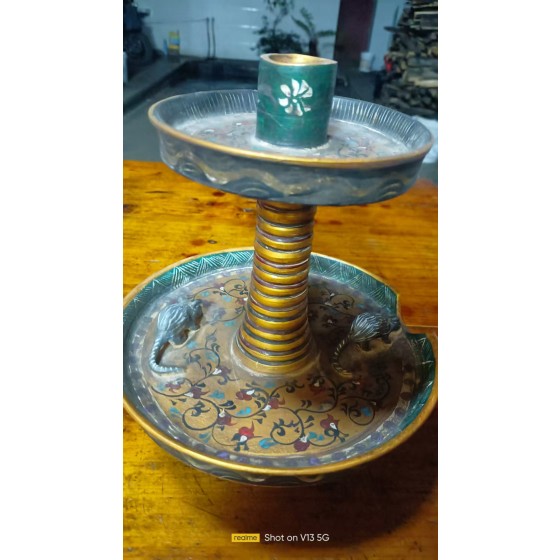 Painted Copper High-foot Candlestick