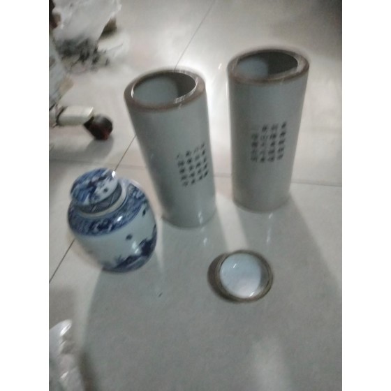 A Pair of Blue-and-White Hat Vases with Poem Inscriptions