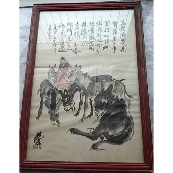 Hanging Scroll, Herding Girl and Donkeys