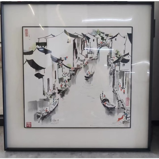Square Chinese Painting Jiangnan Water Lane by Wu Guanzhong