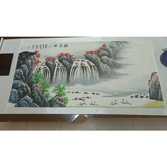 Horizontal Landscape Painting: Endless Long River