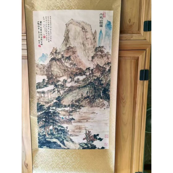 Vertical Landscape Scroll Pine Mountain Pavilion