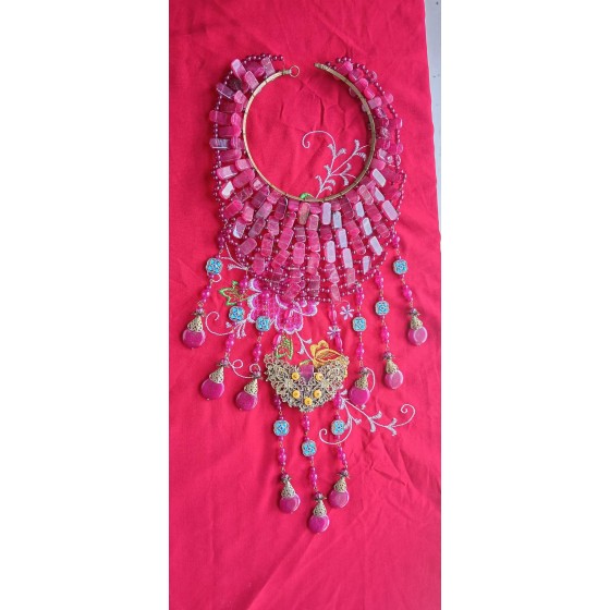 Filigree Tassel Yingluo Collar Decorated with Red Beads