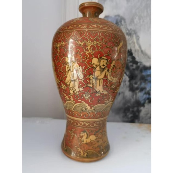 Blue and White Plum Vase with Eight Immortals Crossing the Sea, Marked "Made in Jiajing Period of Ming Dynasty"