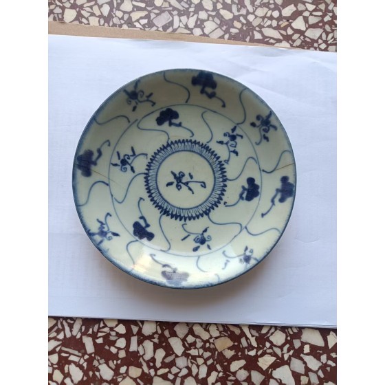Blue and White Plate with Ganoderma Patterns