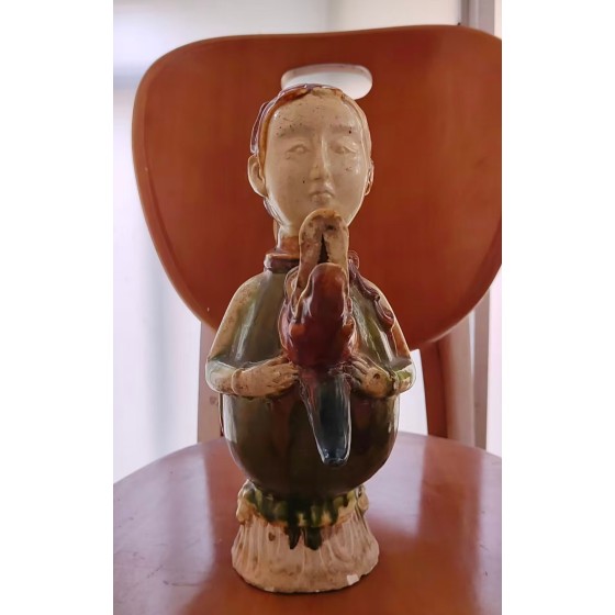 Tri-color Ewer with Human Head and Fish Body