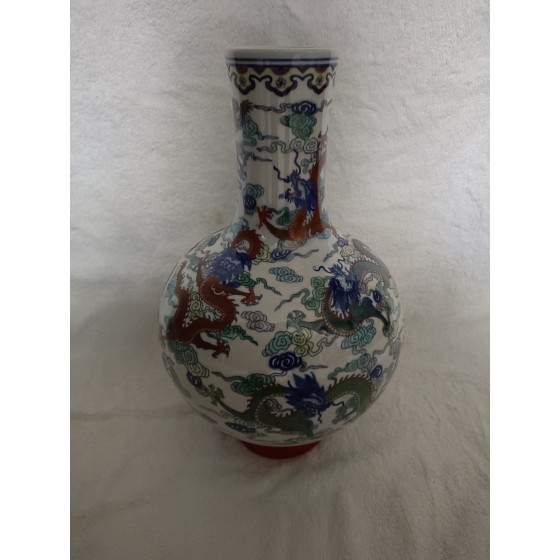 Doucai Nine-Dragon Celestial Sphere Vase