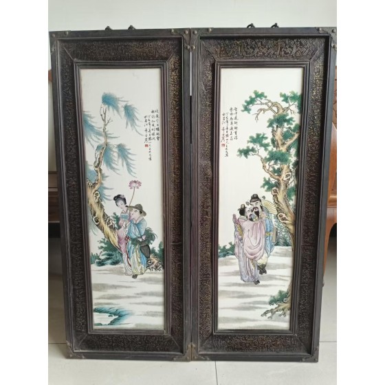 Famille‑Rose Porcelain Plaque with Eight‑Immortal Figures
