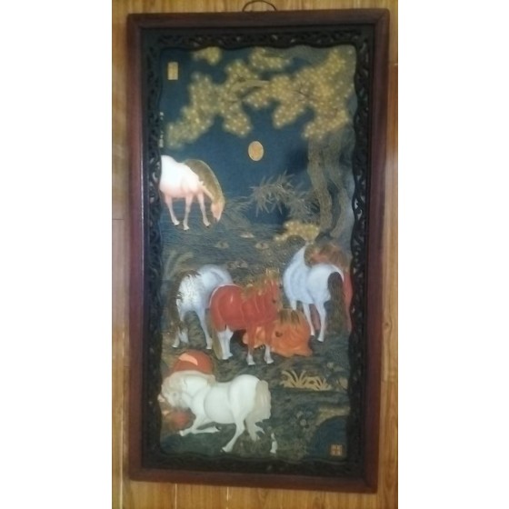 Jade Inlaid Hanging Screen of Eight Steeds under Moonlight