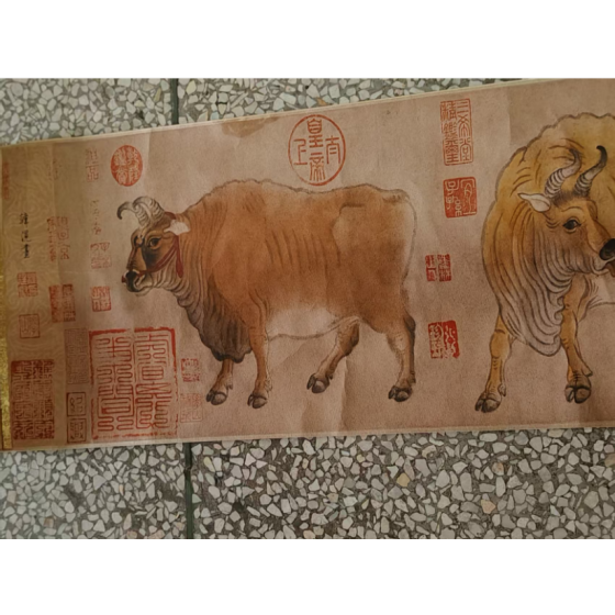 Five Oxen Painting by Han Huang, Tang Dynasty